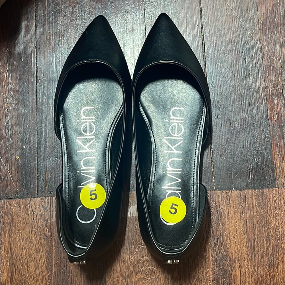 Calvin Klein Black Leather Flats